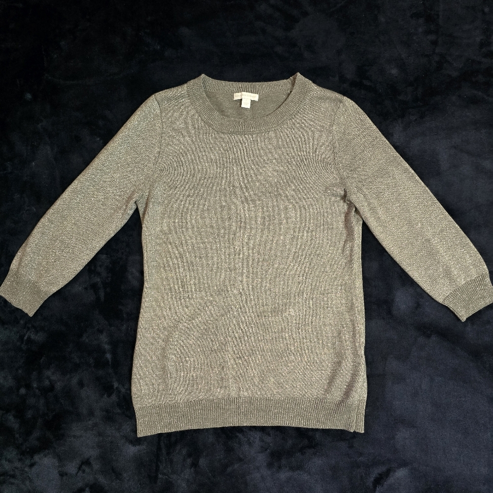 New York & Company Sweater Women Small Sparkly Gray Boat Neck Elegant  Old Money